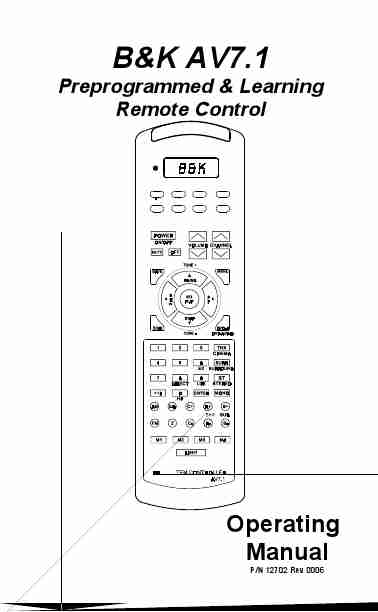 B&K; Universal Remote AV7 1-page_pdf